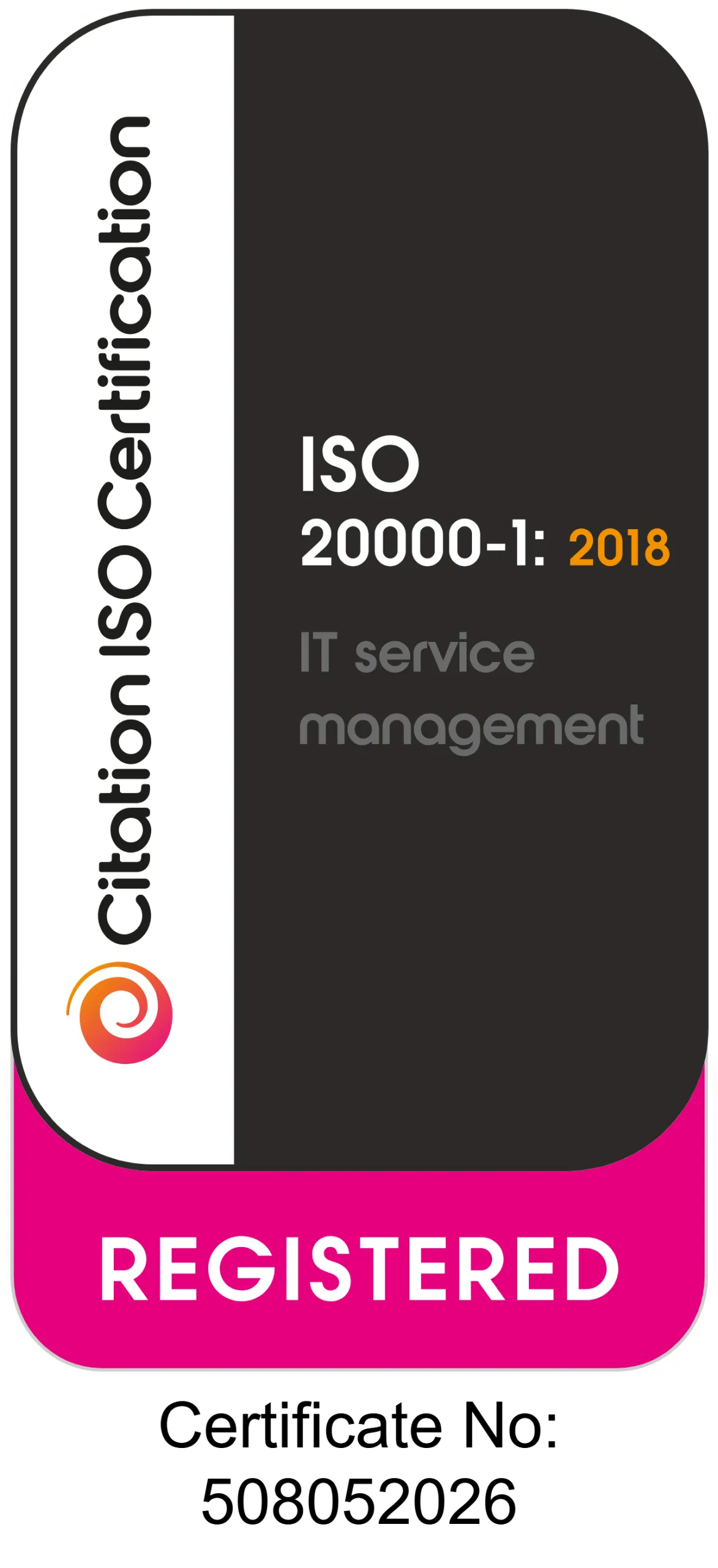 ISO certification logo for 20000-1