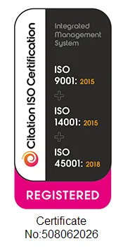 ISO certification logo for 9001, 14001 and 45001